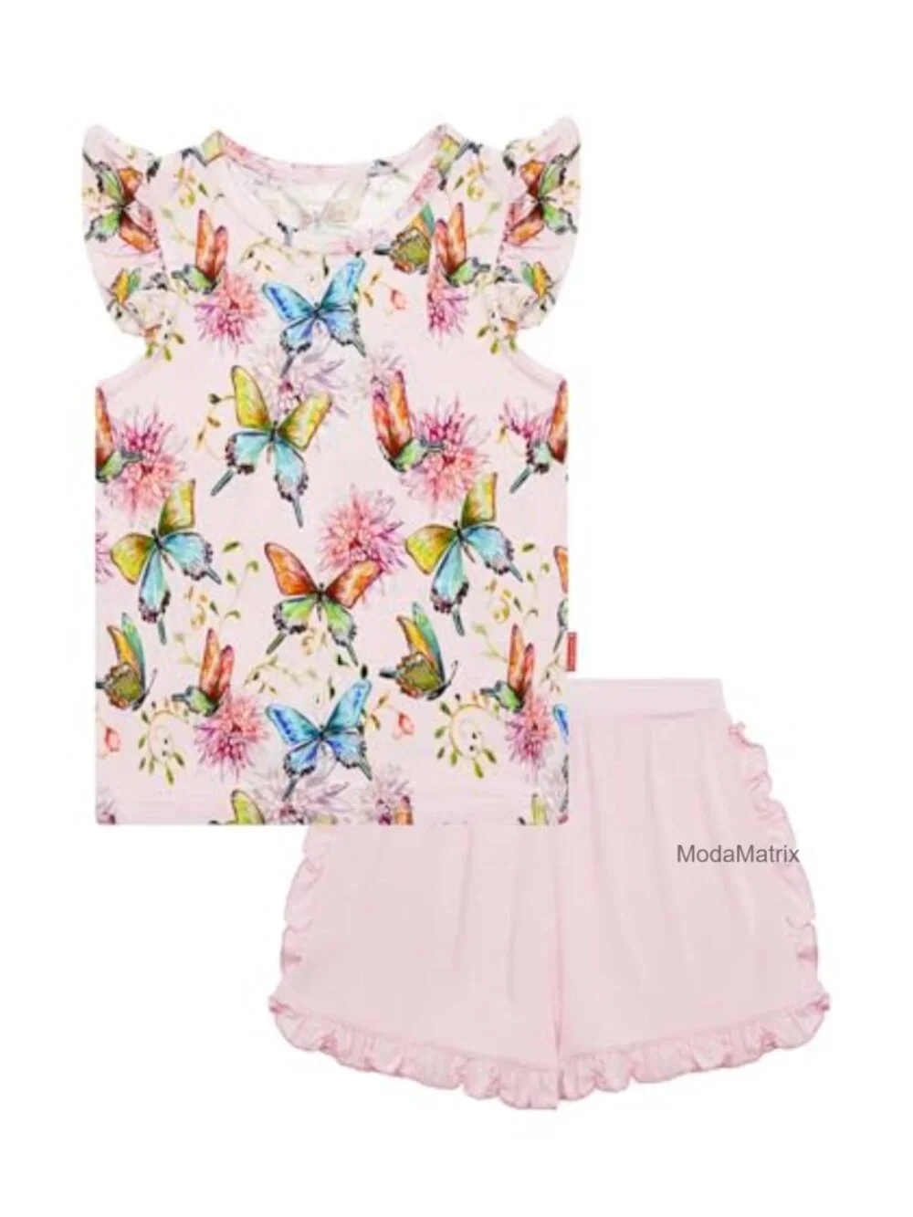 Toddler Girls Ruffled Cap Sleeve Shirt and Shorts Set Viscose from Bamboo